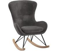 MOUTY - Chaise à Bascule en Tissu Bouclette Gris Pieds Bois et Métal - Altobuy Gris