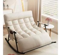 Chaise à bascule ergonomique moderne avec rembourrage en coton - Chaise de salon confortable pour chambre à coucher et balcon - Canapé rembourré zéro gravité avec sac d'accoudoir (blanc)