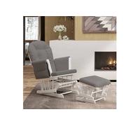 Vidaxl Chaise Berçante Avec Repose-Pied Gris Foncé Tissu Gris