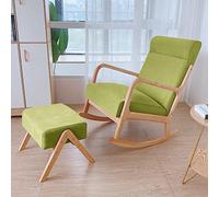 Chaise à bascule moderne avec appuie-tête en arc et coussins d'assise pour terrasse, cour, chambre à coucher, siège rembourré relaxant avec repose-pieds, cadeau parfait pour les grands-parents (vert)