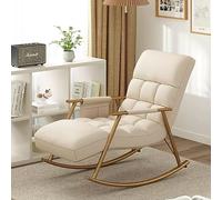 Chaise à bascule moderne avec poches latérales réglables à dossier haut en peluche confortable pour chambre à coucher et balcon, chaise de jardin en plein air, solution d'assise élégante et