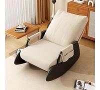 Chaise à bascule moderne avec repose-pieds et poche latérale, pour salon et chambre à coucher, base en bois d'hévéa robuste