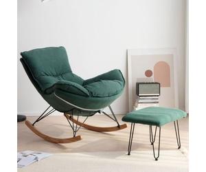 Chaise à bascule moderne en forme de pingouin - Dossier haut intérieur/extérieur à bascule avec confort rembourré - Chaises à bascule élégantes pour adultes, parfaites pour la chambre à coucher et le