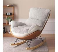 Chaise à bascule moderne en velours avec coussin épais pour lire et faire la sieste, chaise de salon confortable pour salon (orange + beige)