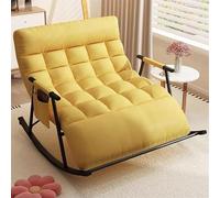 Chaise à Bascule Moderne Extra Large Fauteuil Relax Double Pour Le Salon Large Fauteuil à Bascule Pour Une Utilisation Intérieure Confortable Assise Rembourrée (Jaune)