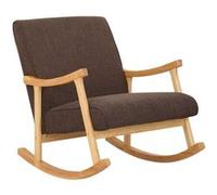 CLP Chaise Bascule Morelia en Tissu I Fauteuil A Bascule avec Dossier Et Accoudoirs I Piètement en Bois Nature I Chaise De Relaxation, Couleur:Marron