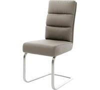 Chaise-à-Bascule Pela-Flex Pied Cantilever Plat Acier Inoxydable brossé Cuir de Vache Couleur Boue Ressorts ensachés