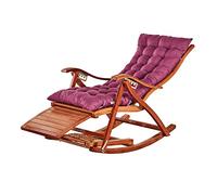 Chaise à bascule pliante avec coussin, chaise longue confortable en bambou pour se détendre salon terrasse