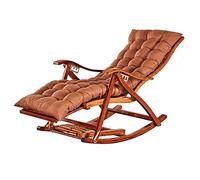 Chaise à bascule pliante avec coussin, chaise longue confortable en bambou pour se détendre salon terrasse