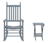 Chaise à Bascule Pliante avec Table, Gris Bois Massif peuplier