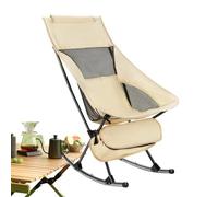 Chaise à bascule portable - 21 x 19 pouces Rocker de camping pliant, siège inclinable extérieur avec poche de rangement inférieure, salon à cadre en métal léger | Meubles relaxants pour les vacances à