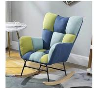 Chaise à bascule rembourrée moderne pour chambre d'enfant avec dossier haut et accoudoirs confortables pour salon, chambre à coucher et balcon - Chaise de lecture en patchwork