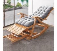 Chaise à bascule rembourrée pliante en bambou Chaise de jardin inclinable Chaise de loisirs avec plaque de massage des pieds, fauteuil confortable rembourré