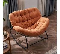 Chaise à bascule surdimensionnée en rotin avec assise rembourrée - Fauteuil à bascule confortable pour porche, jardin, jardin - Design élégant orange