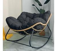 Chaise à bascule surdimensionnée en rotin avec cadre en métal, chaise à bascule pour terrasse extérieure moderne