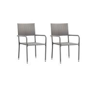 Vidaxl Chaise À Dîner De Jardin Empilable Lot De 2 Gris Résine Tressée