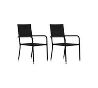 Vidaxl Chaise À Dîner De Jardin Empilable Lot De 2 Noir Résine Tressée
