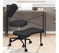 Chaise à Genoux Ergonomique avec Dossier - Siège Assis-Genoux Réglable Posture Droite & Confortable - Noir