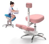 Chaise à Genoux Ergonomique DBMGB, Chaise de Bureau pour Enfant, Rose + Pédale, Idéal pour Corriger la Posture Assise
