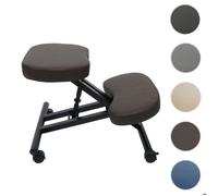 Tabouret à genoux HWC-E10, tabouret d'assise, réglable en hauteur, roulettes, similicuir, métal, certifié MVG marron foncé