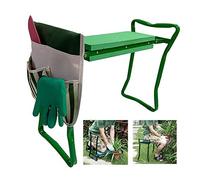 chaise à genoux， Siège de jardin 2 en 1 avec poignées, banc pliant, tabouret à genoux avec sacs de jardin, chaise à genoux multi-usages