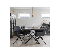 Chaise de salle à manger pivotante en cuir synthétique gris foncé avec pieds noirs House Nordic