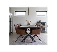 Chaise de salle à manger pivotante en cuir synthétique marron vintage avec pieds noirs House Nordic