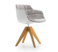 Chaise+ accoudoirs Flow Slim chêne VN rembourré seat shell white X112/WxDxH 56x56x76.4cm