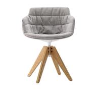 Chaise+ accoudoirs Flow Slim chêne VN rembourré seat shell white X112/WxDxH 56x56x76.4cm