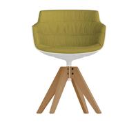 Chaise+ accoudoirs Flow Slim chêne VN rembourré seat shell white X112/WxDxH 56x56x76.4cm