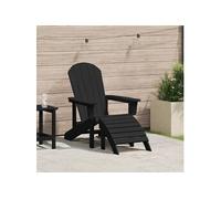 Chaise Adirondack avec repose-pieds noire HDPE durable pour une détente extérieure confortable, mobilier de jardin, 42006631