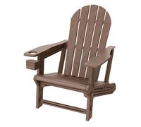 Chaise adirondack ML-Design marron en plastique HDPE aspect bois avec porte-gobelet pour extérieur