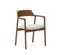 Chaise Alocs avec revêtement amovible, chenille beige, bois de chêne massif et de noyer, FSC Mix Credit