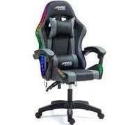 Chaise AMS-GAMING GAMER#02-GREY-LED - coloris noir & gris - LED RGB 358 effets - Télécomande - Coussins lombaire & appuie-tête Noir