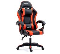 Chaise AMS-GAMING GAMER#02-RED coloris noir & rouge - coussin lombaire & appuie tête - Siège gaming