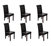 Chaise antique simili cuir brun (lot de 6)