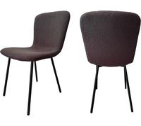 Chaise aspect bouclé Set de 4 chaises gris foncé Chaise rembourrée Chaise de salle à manger Chaise de cuisine Set de chaises