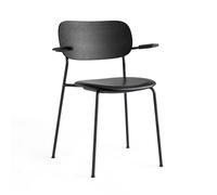 Audo Chaise avec accoudoirs Co Dining cuir noir PxHxP 58x75x45.5cm