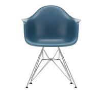 Vitra Chaise avec accoudoirs Eames DAR RE chromé bleu mer structure chromé façon Tour Eiffel/ patins en feutre noir