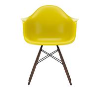 Vitra Chaise avec accoudoirs Eames DAW RE érable foncé moutarde structure érable foncé/ acier noir/ patins en feutre noir