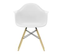 Vitra Chaise avec accoudoirs Eames DAW RE frêne blanc coton structure frêne coloré miel/ acier noir/ patins en feutre noir