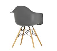 Chaise avec accoudoirs Eames DAW RE frêne ash base honey coloured/ black steel/ felt gliders black