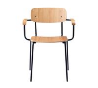 Chaise avec accoudoirs empilable J182 Holmen black powder coated steel base