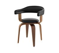 Chaise avec accoudoirs en cuir synthétique noir - Harold - Maison Pavane