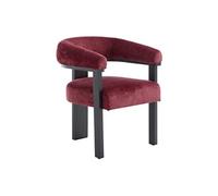 Chaise avec accoudoirs en tissu texturé et bois d'hévéa noir - Bordeaux - LIVELIA