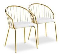 Menzzo – Lot de 2 chaises/fauteuils Eventille – Simili blanc