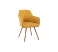 Chaise avec accoudoirs - Tissu et pieds bois de hêtre - Jaune - ELEANA