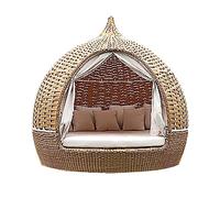 Chaise balançoire d'extérieur, lit allongé sur le toit, chaise balancelle d'extérieur en rotin tissé, lit rond de protection pour cage à oiseaux, lit nid pour terrasse, chambre, cour, plage, terrasse