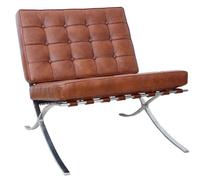 Chaise Barcelone Cognac Marron en Cuir semi-aniline Mies Van Der Rohe