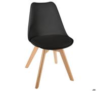 Atmosphera Chaise Baya – Plastique et pieds en hêtre noir – Coussin intégré